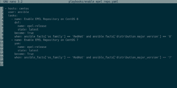 Настройка ansible centos 8